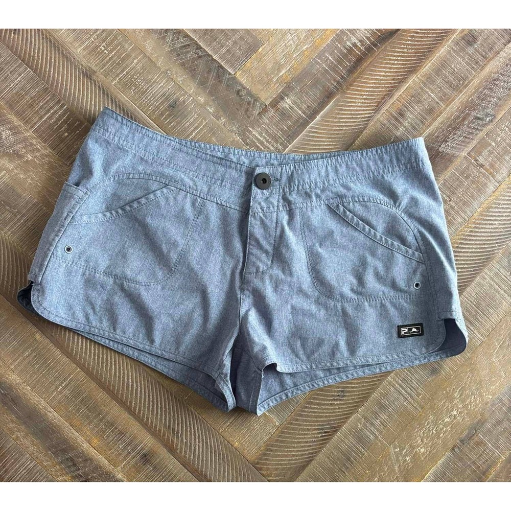 Pelagic Womens Fishing Board Shorts Blue Gray Heathered Stretch Size 4
